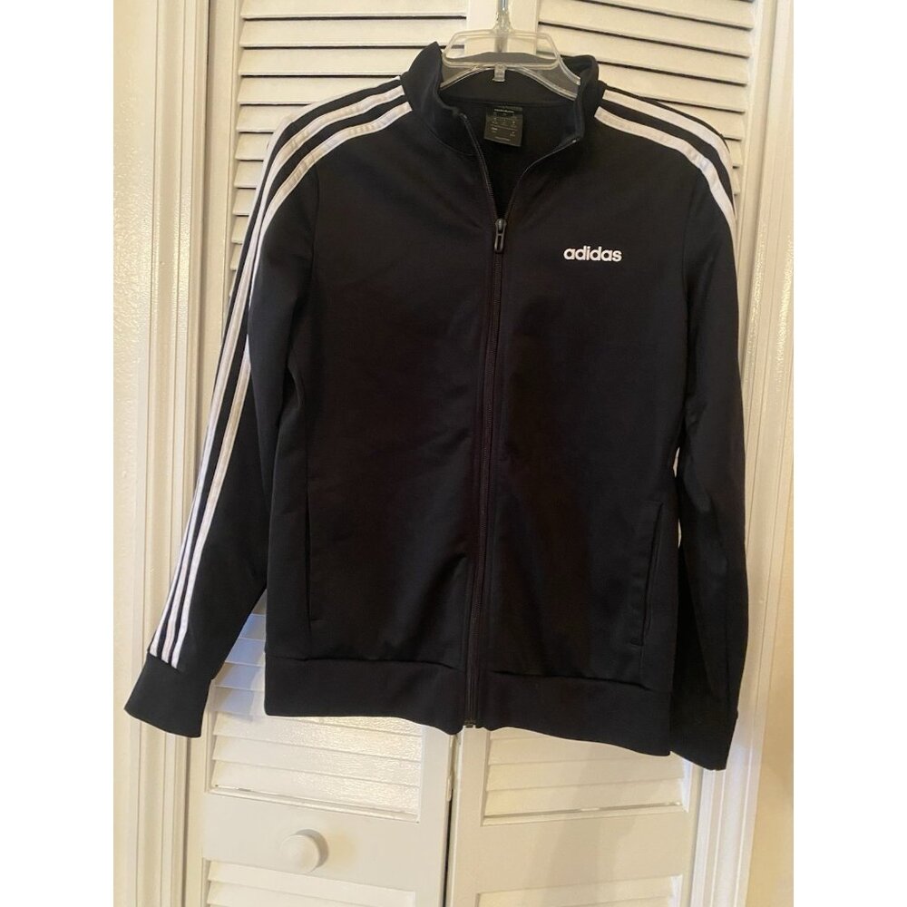 adidas Black Track Jacket with White Stripes